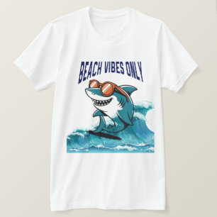 Nur Beach Vibes - Cooler Hai mit Sonnenbrille T-Shirt
