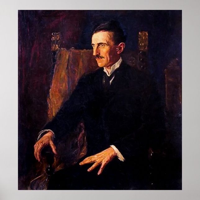 Nur bekanntes Lebensportrait von Nikola Tesla 1916 Poster (Vorne)