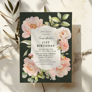 Nur Blush Floral 21. Geburtstag Einladung