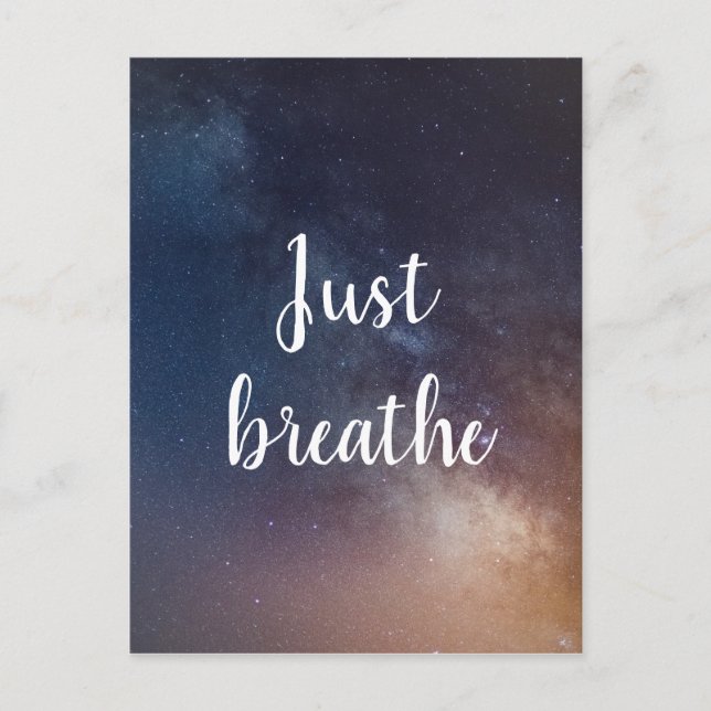 NUR BREATHE - Night Sky Zitat Postkarte (Vorderseite)
