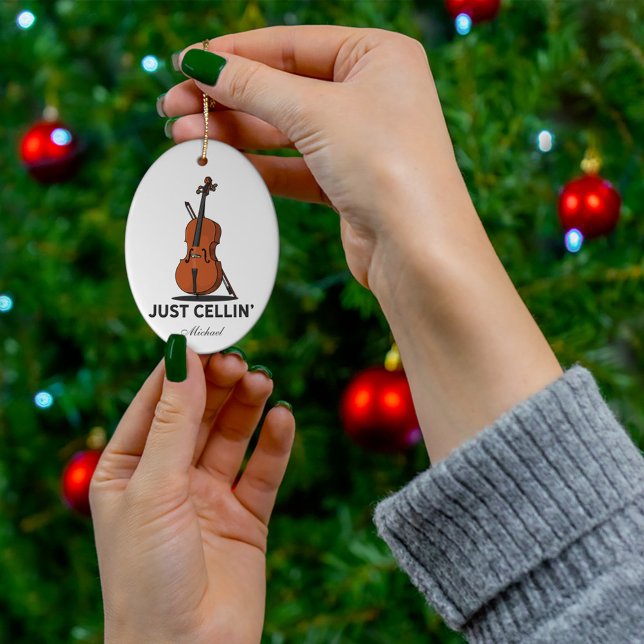 Nur Cellin Cellist Performance Music Cello Custom Ornament Aus Metall (Just Celling Cellist Musician Christmas Ornament)