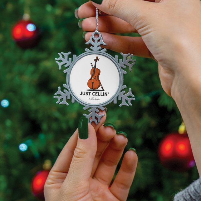 Nur Cellin Cellist Performance Music Personalisier Schneeflocken Zinn-Ornament (Von Creator hochgeladen)