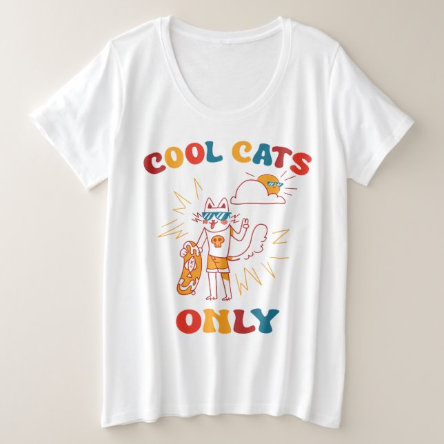 Nur coole Katzen Große Größe T-Shirt (Design vorne)
