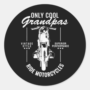 Nur coole Opas fahren Motorrad lustiger Biker Opa Runder Aufkleber