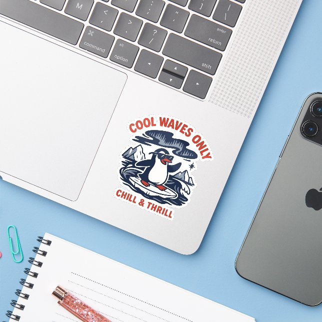 Nur coole Wellen Aufkleber (Laptop mit iPhone)
