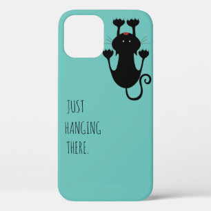 Nur da hängen schwarze Katze Cartoon lustiger Text Case-Mate iPhone Hülle