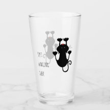 Nur da hängen schwarze Katze Cartoon lustiger Text