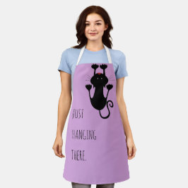 Nur da hängen schwarze Katze Cartoon lustiger Text Schürze