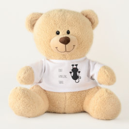 Nur da hängen schwarze Katze Cartoon lustiger Text Teddy