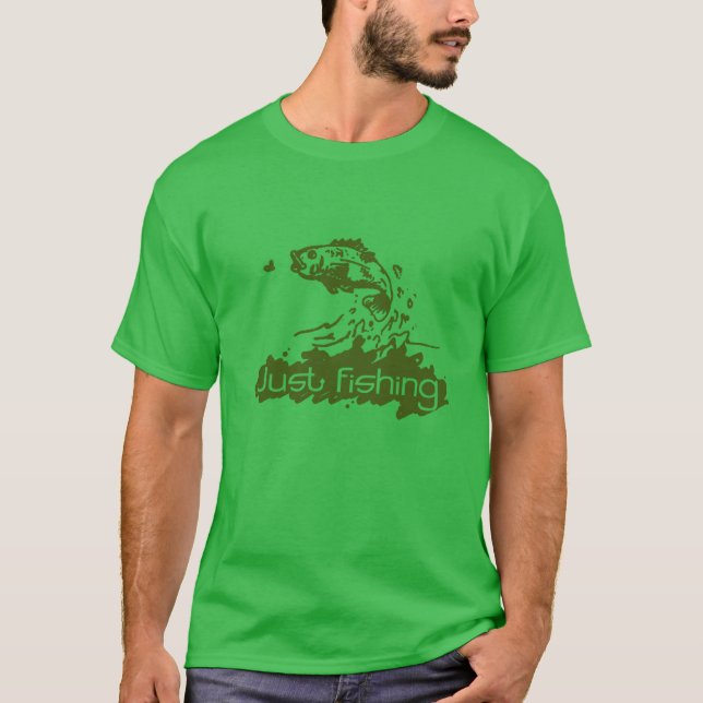 Nur der Fischen von grünem fliegendem T - Shirt (Vorderseite)