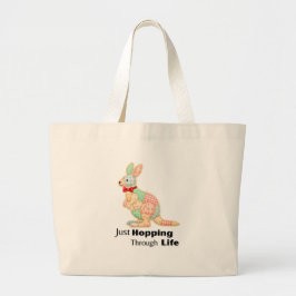 Nur durch das Leben hoppeln Känguru-Design Jumbo Stoffbeutel