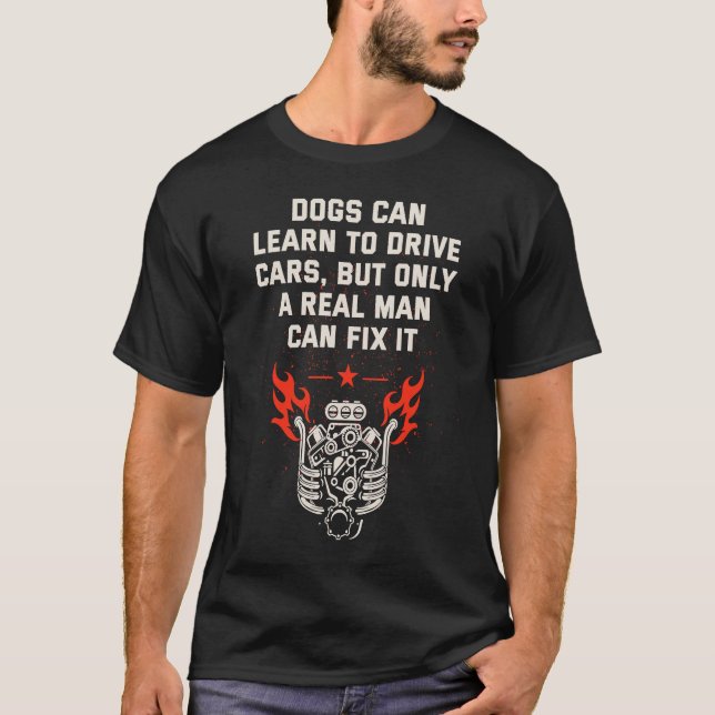 Nur echte Männer reparieren Auto-Mechanik-Spaß T-Shirt (Vorderseite)