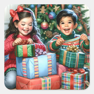 Nur ein altmodischer Weihnachtsvormittag Quadratischer Aufkleber