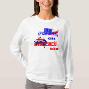 Nur ein amerikanisches Mädchen in einem Australisc T-Shirt