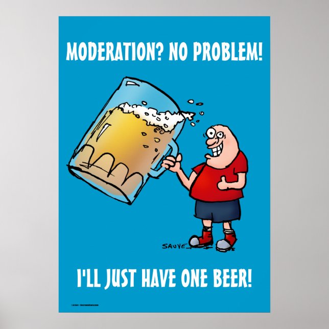 Nur ein Bier Funny Blue Poster (Vorne)