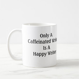 Nur ein Caffeinated Verfasser ist ein glücklicher Kaffeetasse