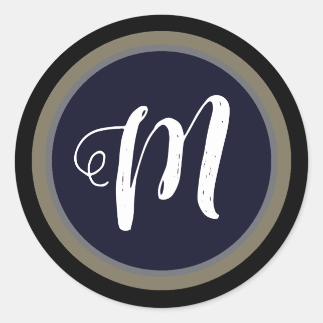 Nur ein einfacher Kreis mit Monogramm Runder Aufkleber (Vorderseite)