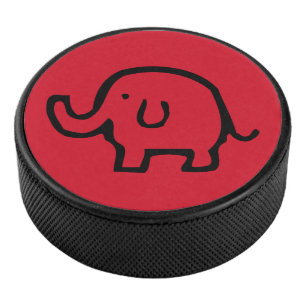 Nur ein Elefant auf Rot Eishockey Puck