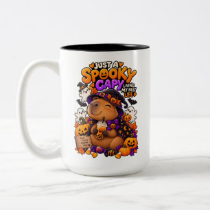 Nur ein gruseliger Capy süßer Halloween Capybara B Zweifarbige Tasse