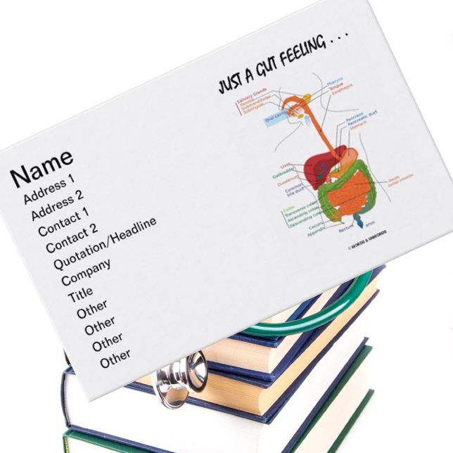 Nur ein gut Gefühl. . (Digestive System Spaß) Visitenkarte (Business card featuring digestive system for anyone with "Just A Gut Feeling ...")