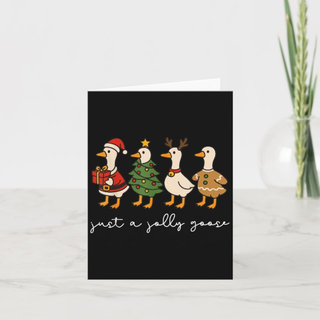 Nur ein Jolly Goose Funny Goose Santa Reindeer Nie Karte (Vorderseite)
