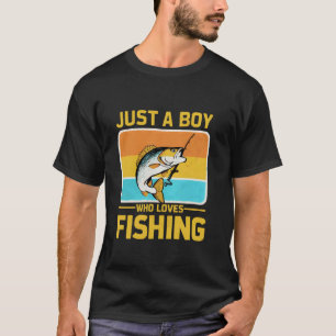 Nur ein Junge, der Angeln liebt, lustiger Barsch F T-Shirt
