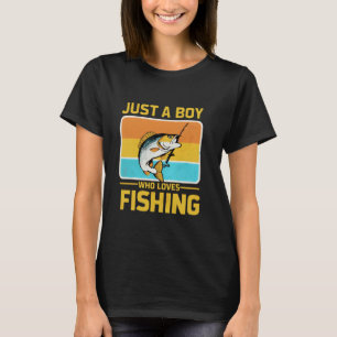 Nur ein Junge, der Angeln liebt, lustiger Barsch F T-Shirt