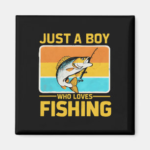 Nur ein Junge, der Angeln liebt Lustiger Fisch Fis Magnet
