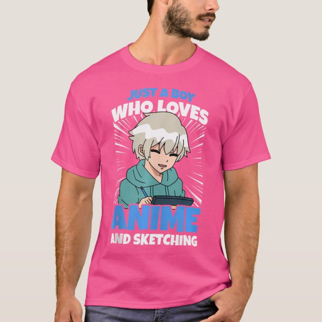Nur ein Junge, der Anime Liebe und Teenager skizzi T-Shirt (Vorderseite)