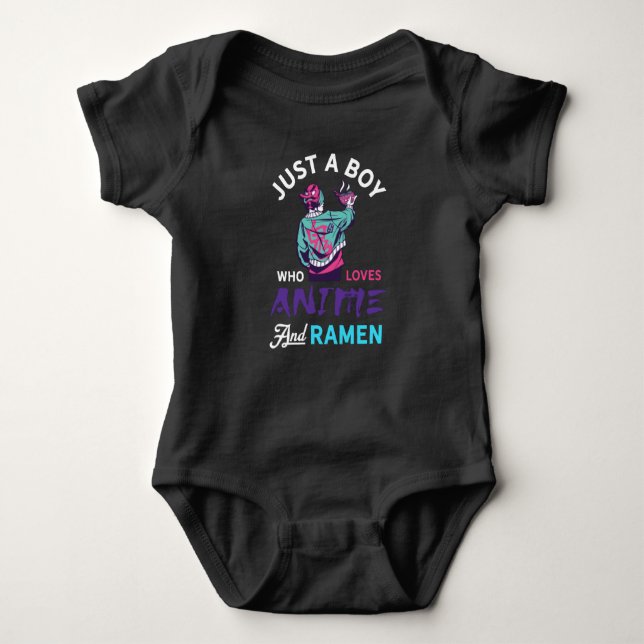 Nur ein Junge, der Anime und Ramen Liebe, Geschenk Baby Strampler (Vorderseite)