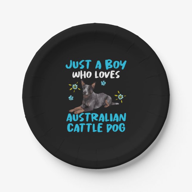 Nur ein Junge, der australische Rinderhunde Liebe Pappteller (Vorderseite)