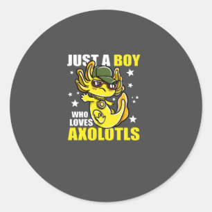Nur ein Junge, der axolotls Niedliche Kawaii Liebe Runder Aufkleber