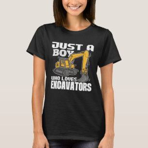 Nur ein Junge, der Bagger liebt Baustellenfahrzeug T-Shirt