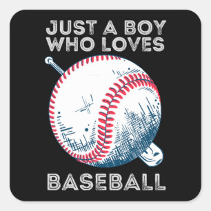 Nur ein Junge, der Baseball Batter Baseball Ball L Quadratischer Aufkleber