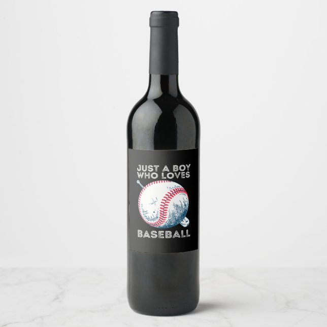 Nur ein Junge, der Baseball Liebe Weinetikett (Vorderseite)