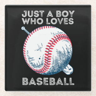 Nur ein Junge, der Baseball liebt Glasuntersetzer