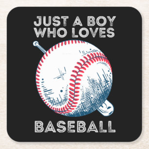 Nur ein Junge, der Baseball liebt Rechteckiger Pappuntersetzer