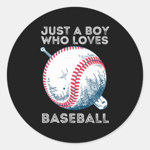Nur ein Junge, der Baseball liebt Runder Aufkleber
