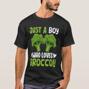 Nur ein Junge, der Brokkoli liebt, lustiger Vegane T-Shirt