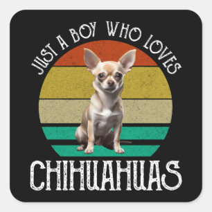 Nur ein Junge, der Chihuahuas Liebe Quadratischer Aufkleber