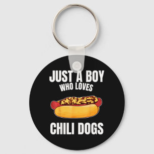 Nur ein Junge, der Chili Dogs Hot Dog Fast Food li Schlüsselanhänger