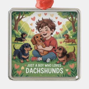 Nur Ein Junge, Der Dachshunde Liebt Ornament Aus Metall