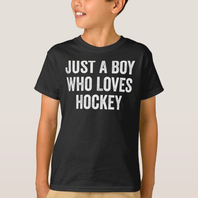 Nur ein Junge, der den Hockey-Player Liebe hat T-Shirt (Vorderseite)