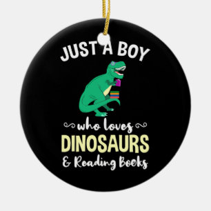 Nur ein Junge, der Dinosaurier Liebe und Bücher l Keramik Ornament