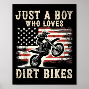 Nur ein Junge, der Dirt Bikes American Flag Moto l Poster