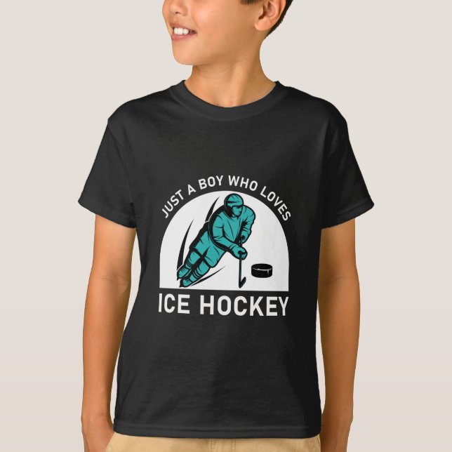 Nur ein Junge, der Eishockey Liebe T-Shirt (Vorderseite)