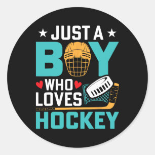Nur ein Junge, der Eishockeyspieler Fan Kids Yo li Runder Aufkleber