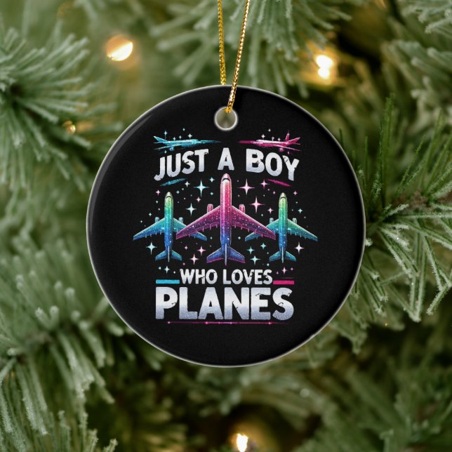 Nur ein Junge, der Flugzeug Liebe Keramik Ornament (Baum)