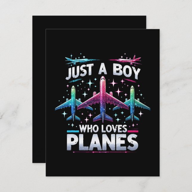 Nur ein Junge, der Flugzeug Liebe RSVP Karte (Vorne/Hinten)