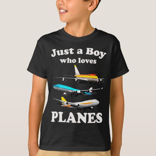 Nur ein Junge, der Flugzeug und Kleinflugzeug Lieb T-Shirt (Vorderseite)